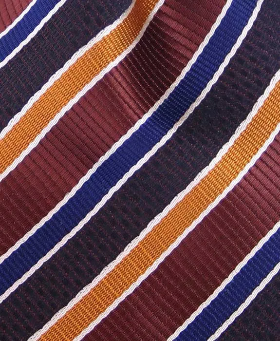 Multi-colored Brown & Navy Striped Long Mens Tie