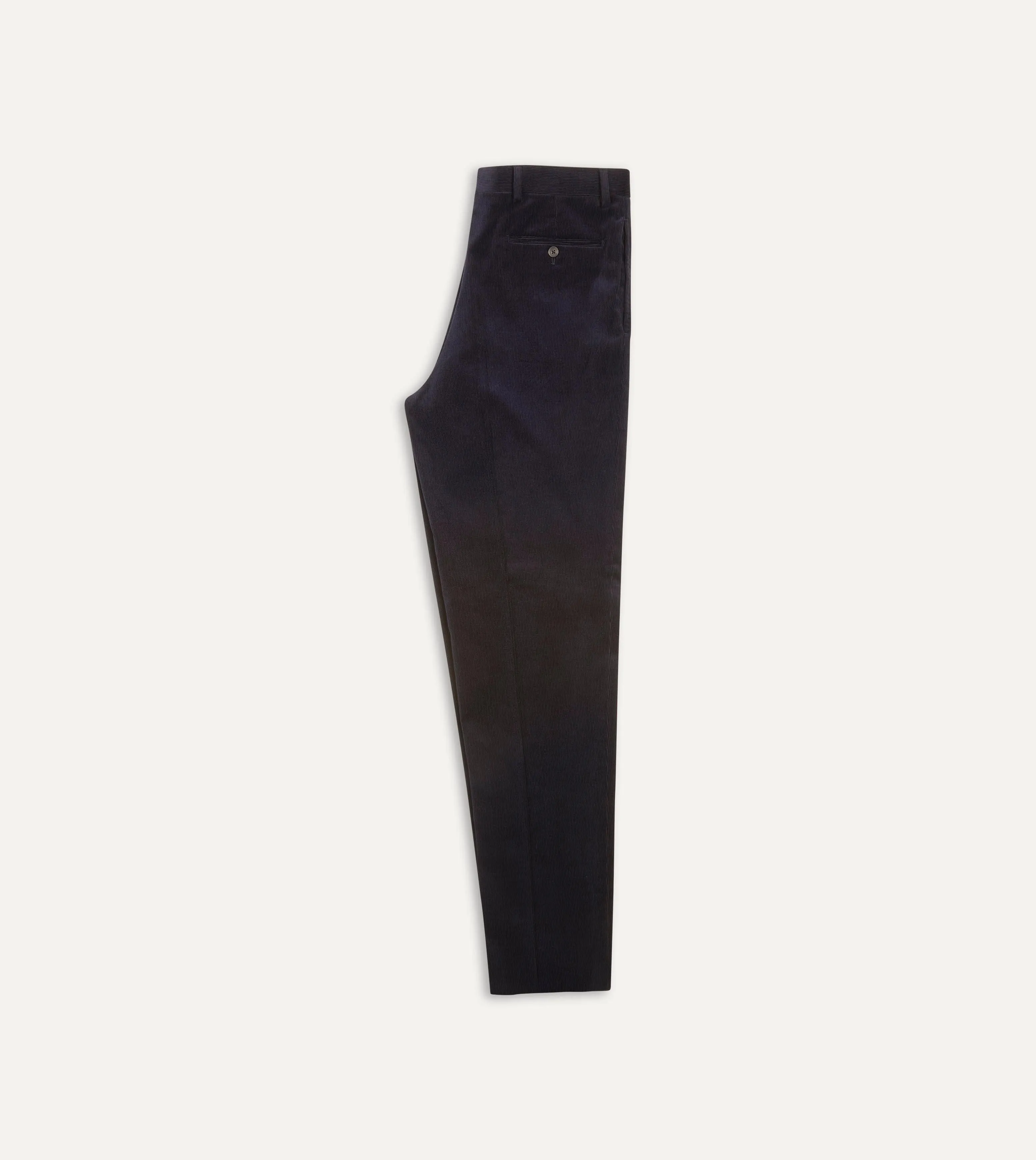 Navy Mid-Wale Corduroy Flat Front Trouser