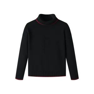 P EMBLEM TURTLENECK SWEATER-BLACK