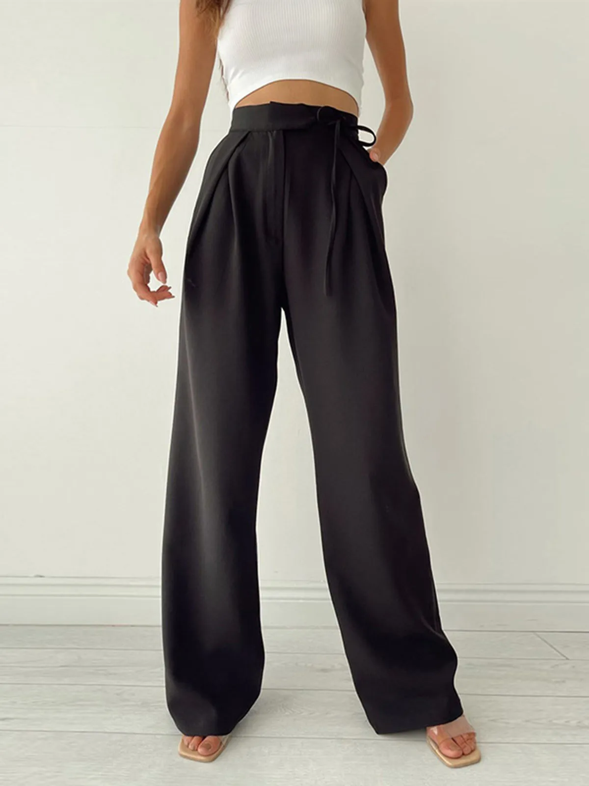 Palazzo Tied Wide Trendy Leg Dress Pants