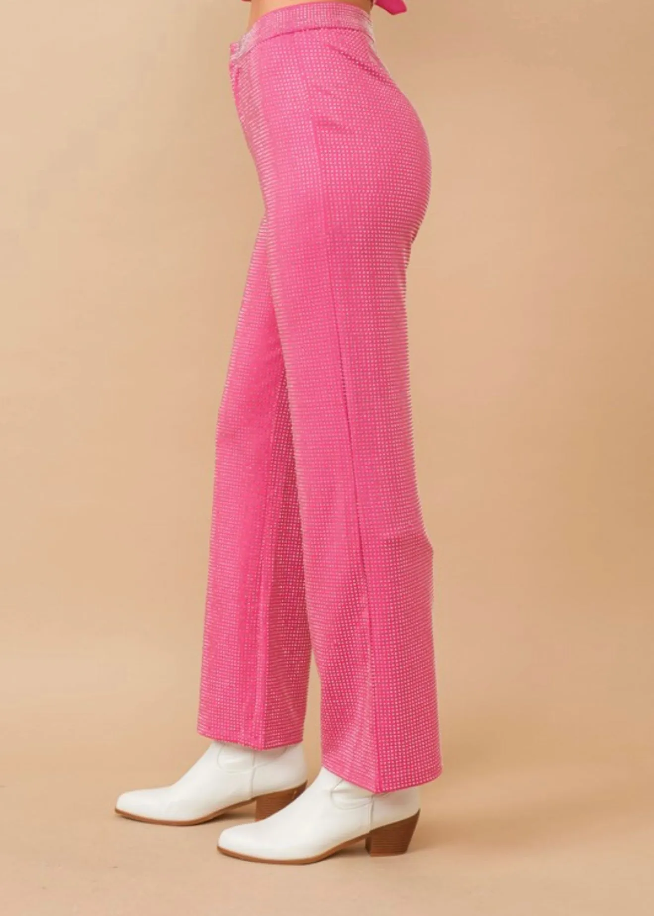 Pink Rhinestone Dress Pants