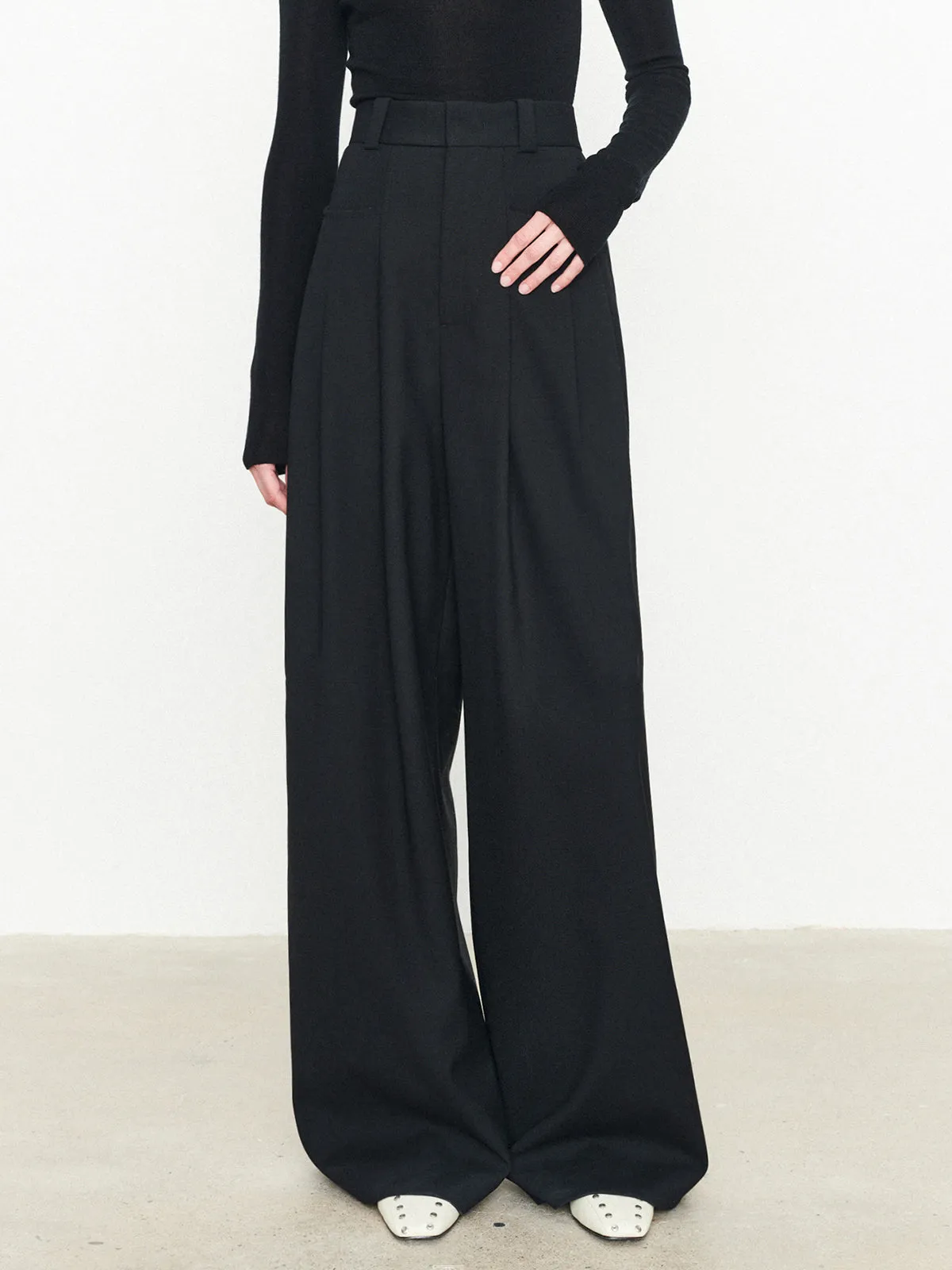 Pleated Wide Leg Trendy Oversized Dress Pants