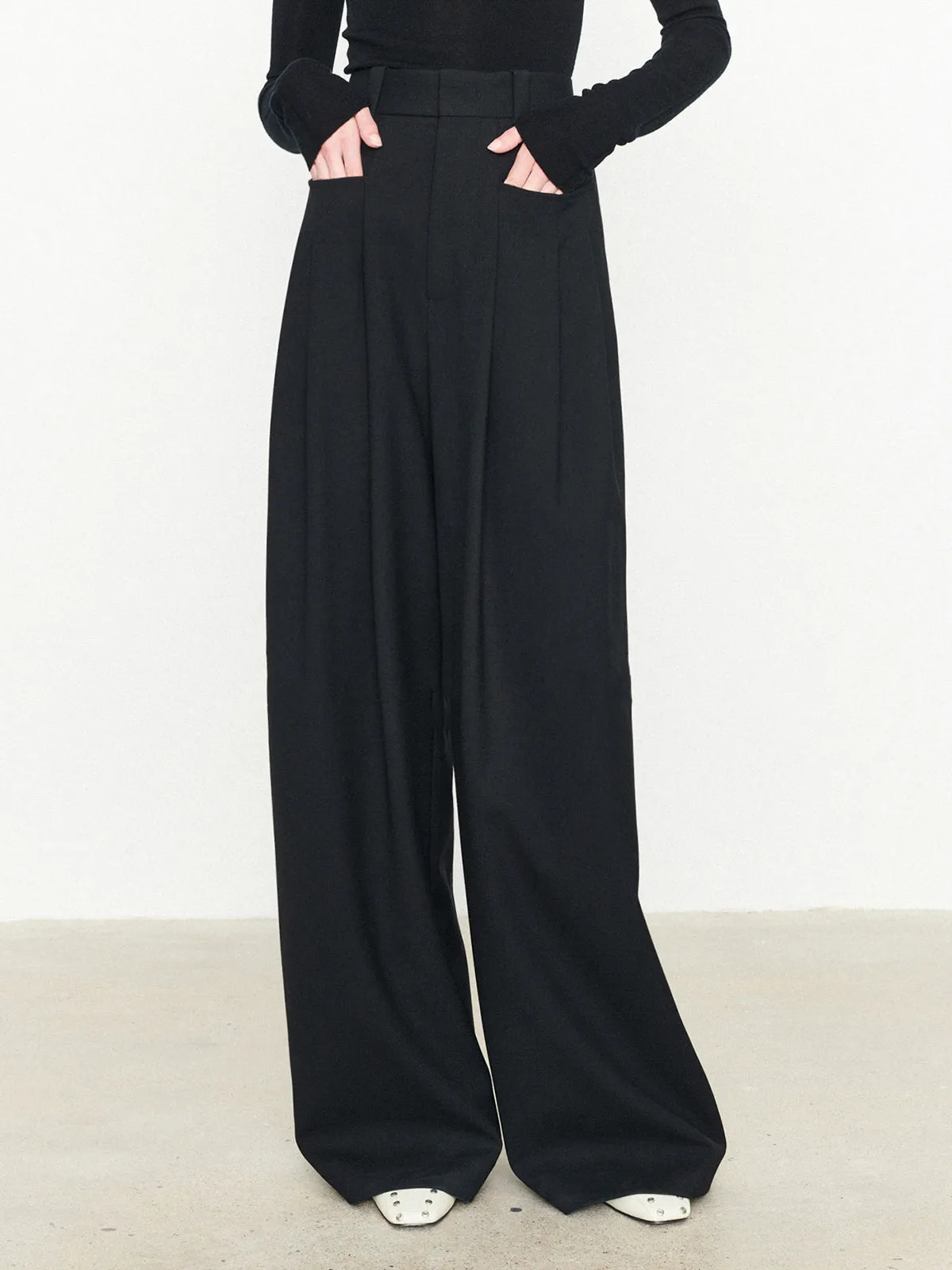 Pleated Wide Leg Trendy Oversized Dress Pants