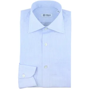 Poplin Semi Spread Shirt - White / Light Blue - Gingham