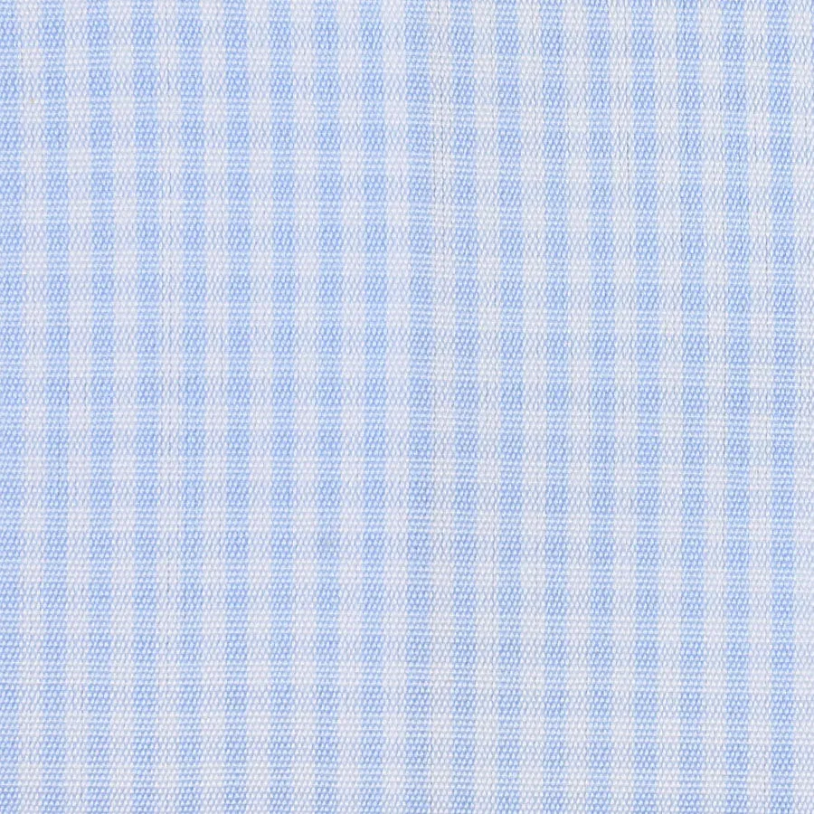 Poplin Semi Spread Shirt - White / Light Blue - Gingham