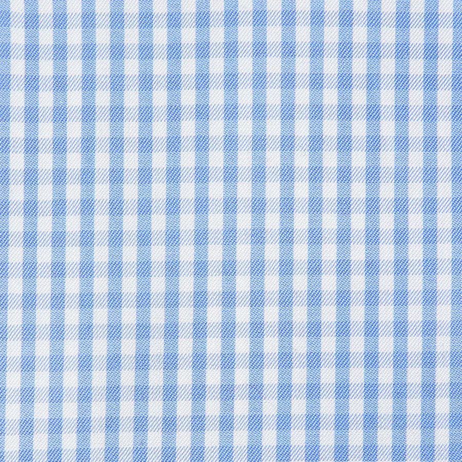 Poplin Semi Spread Shirt - White / Sky Blue - Gingham