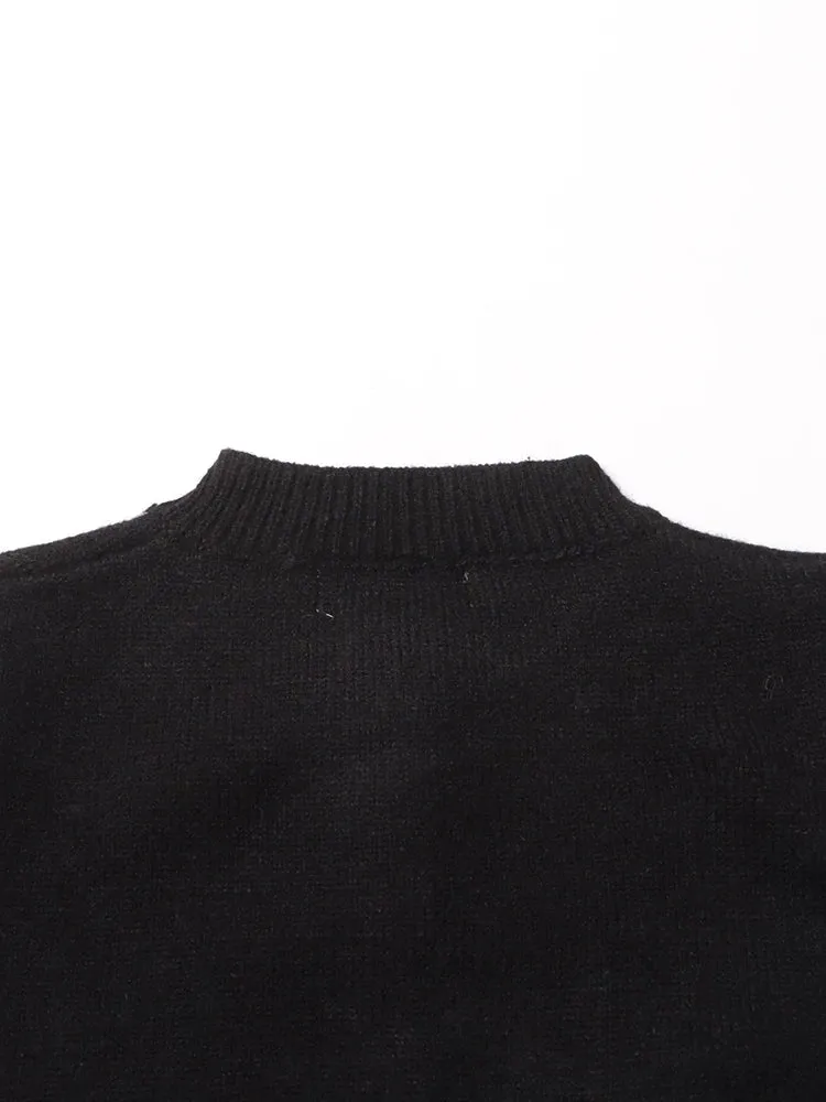 Pre Order:  Gold Buttons Contrast Knit Sweater