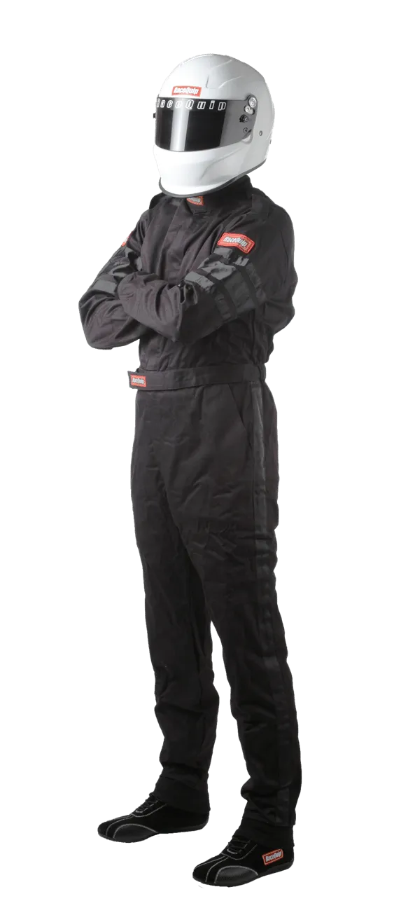 RaceQuip One Piece Single Layer Fire Suit - Black - Medium Tall - 110004