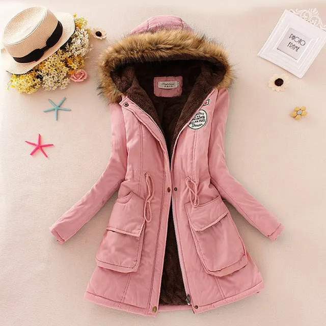 Saimishi Winter Warm Coat Women Long Parkas Fashion Faux Fur Hooded Womens Overcoat Casual Cotton Padded Jacket Mutil Colors