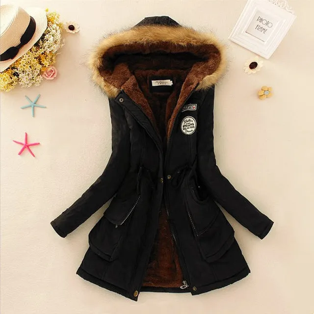 Saimishi Winter Warm Coat Women Long Parkas Fashion Faux Fur Hooded Womens Overcoat Casual Cotton Padded Jacket Mutil Colors