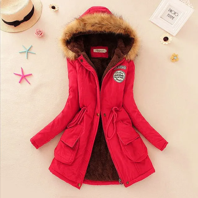 Saimishi Winter Warm Coat Women Long Parkas Fashion Faux Fur Hooded Womens Overcoat Casual Cotton Padded Jacket Mutil Colors