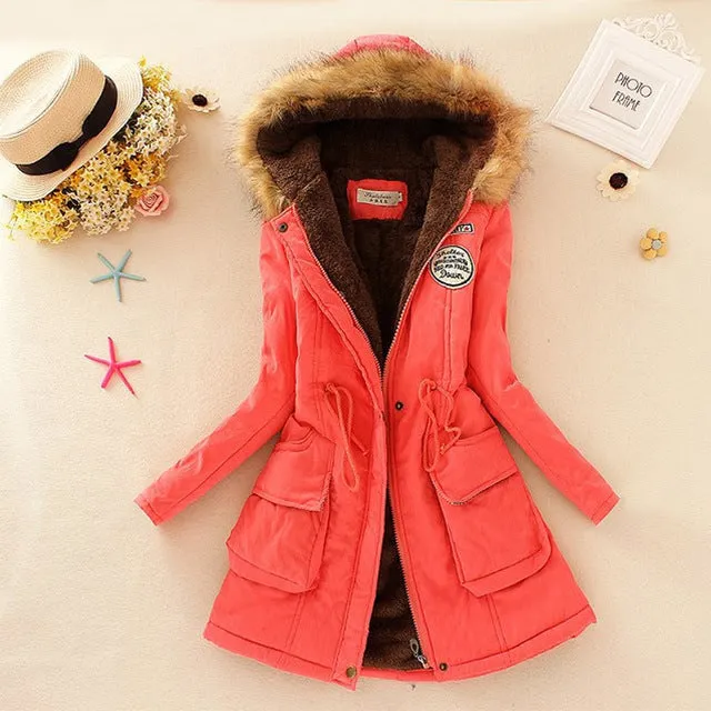 Saimishi Winter Warm Coat Women Long Parkas Fashion Faux Fur Hooded Womens Overcoat Casual Cotton Padded Jacket Mutil Colors