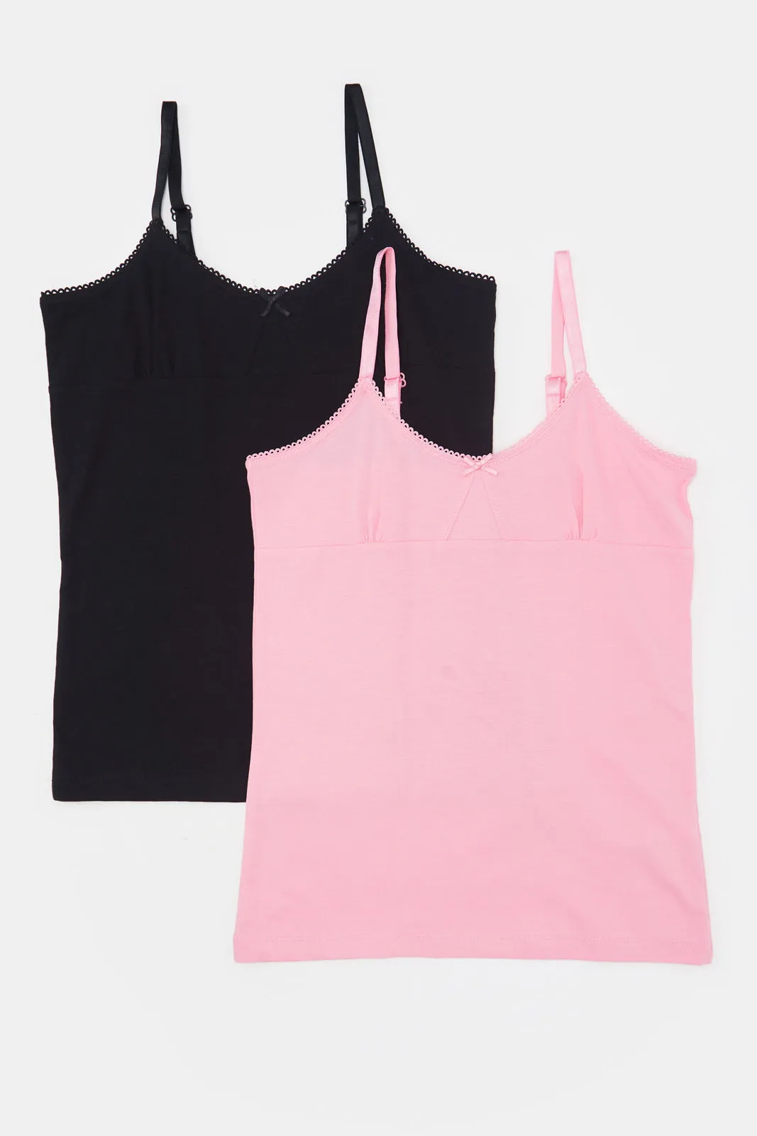 Senior Girls Pink And Black Vest (Pack of 2)