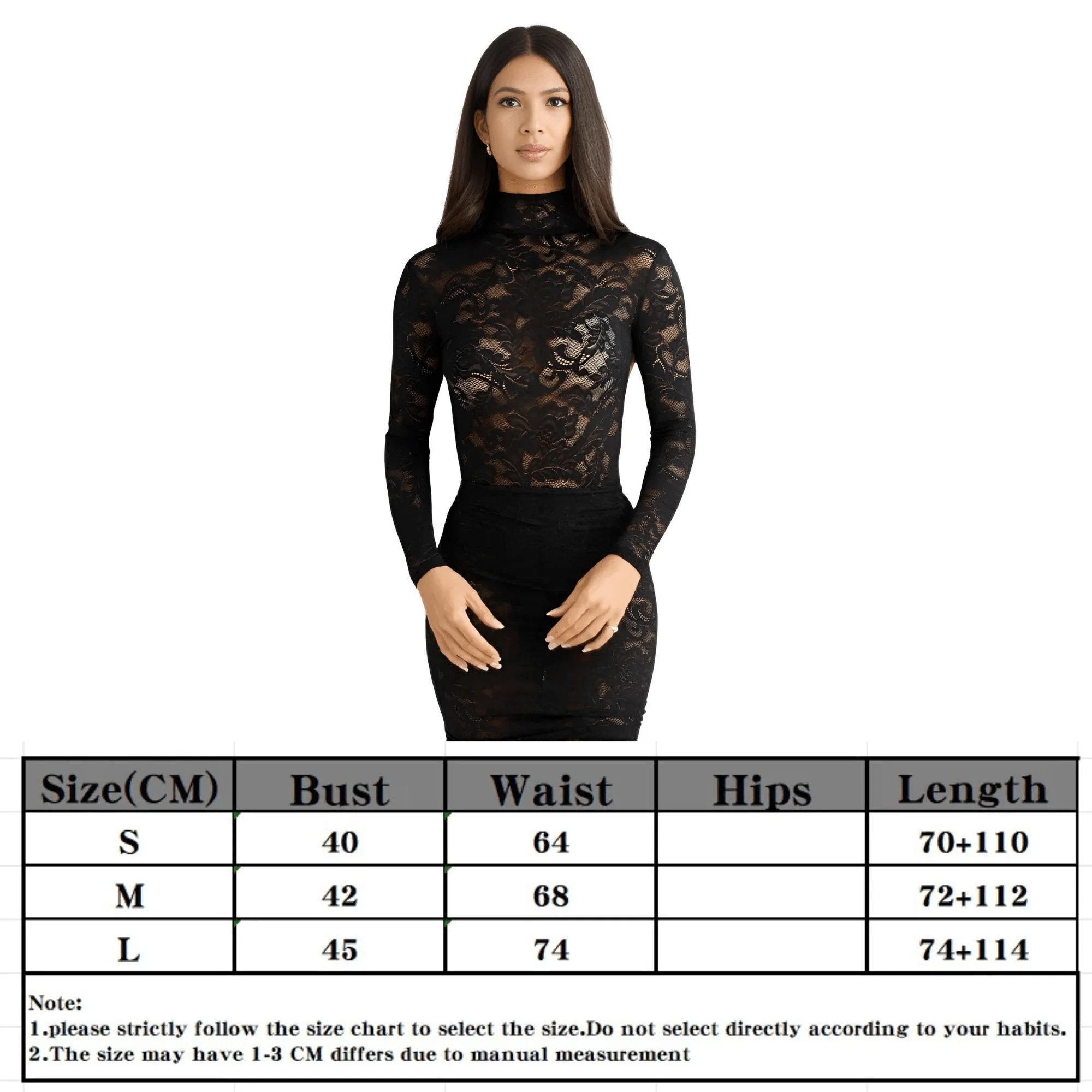 Sexy 2Pcs Lace Skirt Sets Women's Long Sleeve Turtleneck And Floral Maxi Skirt Matching Sets Club Party Split Sets