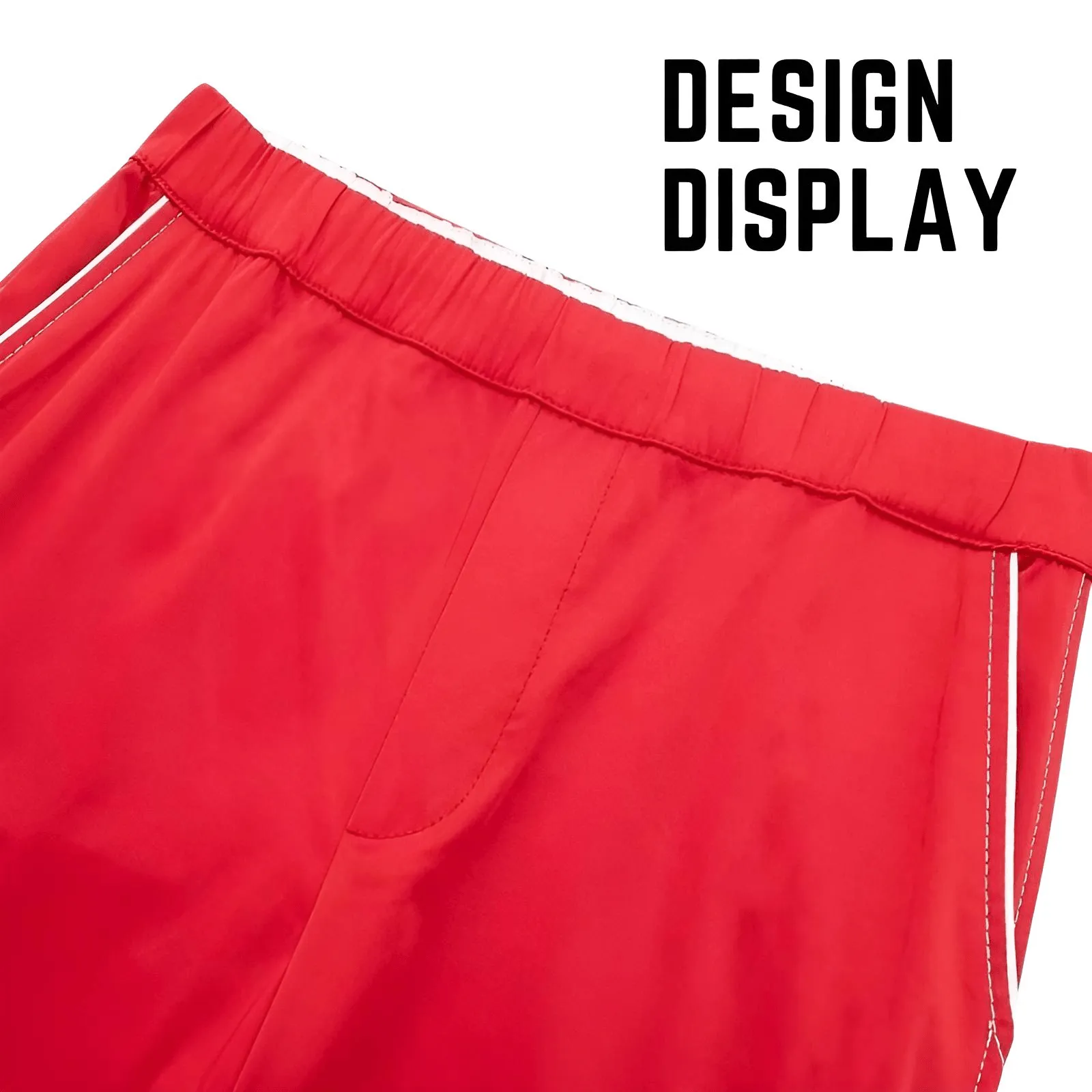 Side Zipper Straight Pant Loose Red Wide Leg Pants Jacket Fashion Streetwear