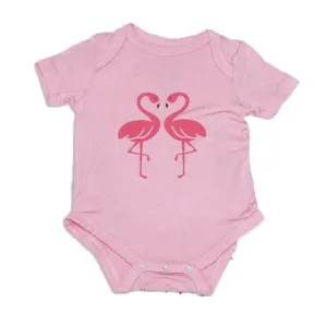 Silkberry Baby - Bamboo Short Sleeve Onesie, Flamingo Love