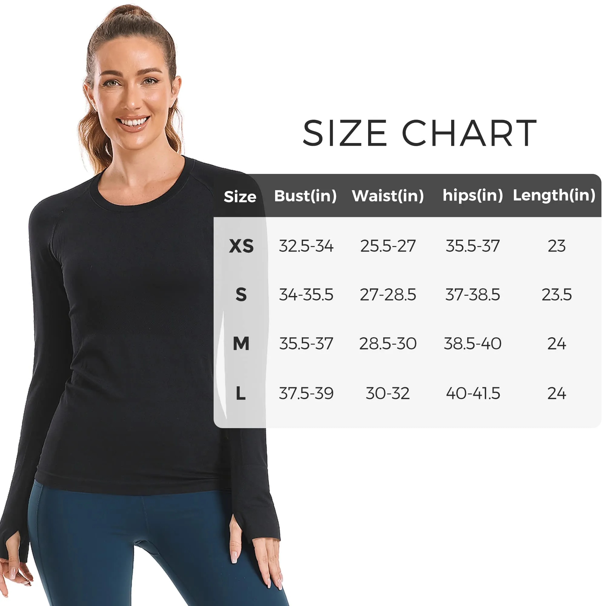 Stelle Women Workout Shirts Seamless Long Sleeve Yoga Tops with Thumb Holes for Sports Running Breathable Athletic Slim Fit (Black,XS)