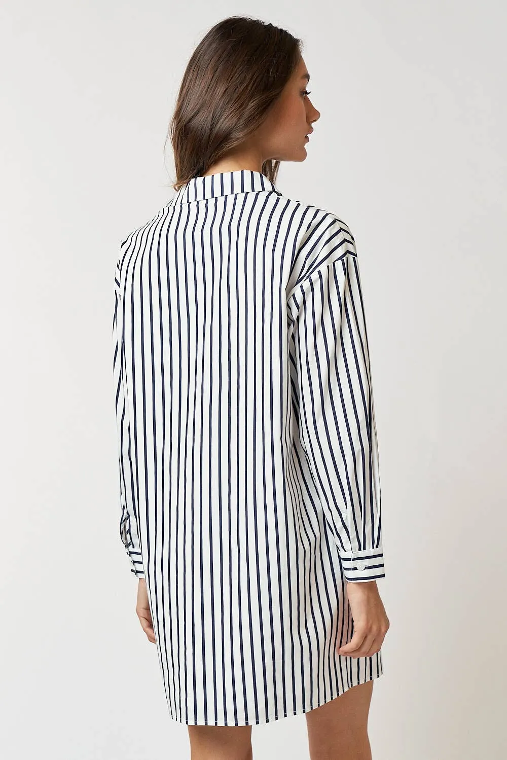 STRIPED COLLAR BUTTON UP SHIRT MINI DRESS