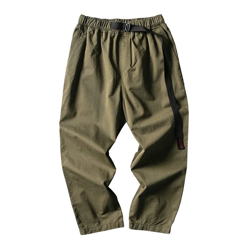 Summer Casual Pants Men Cargo Ankle-Length Loose Straight Harem Trendy Korean Pants