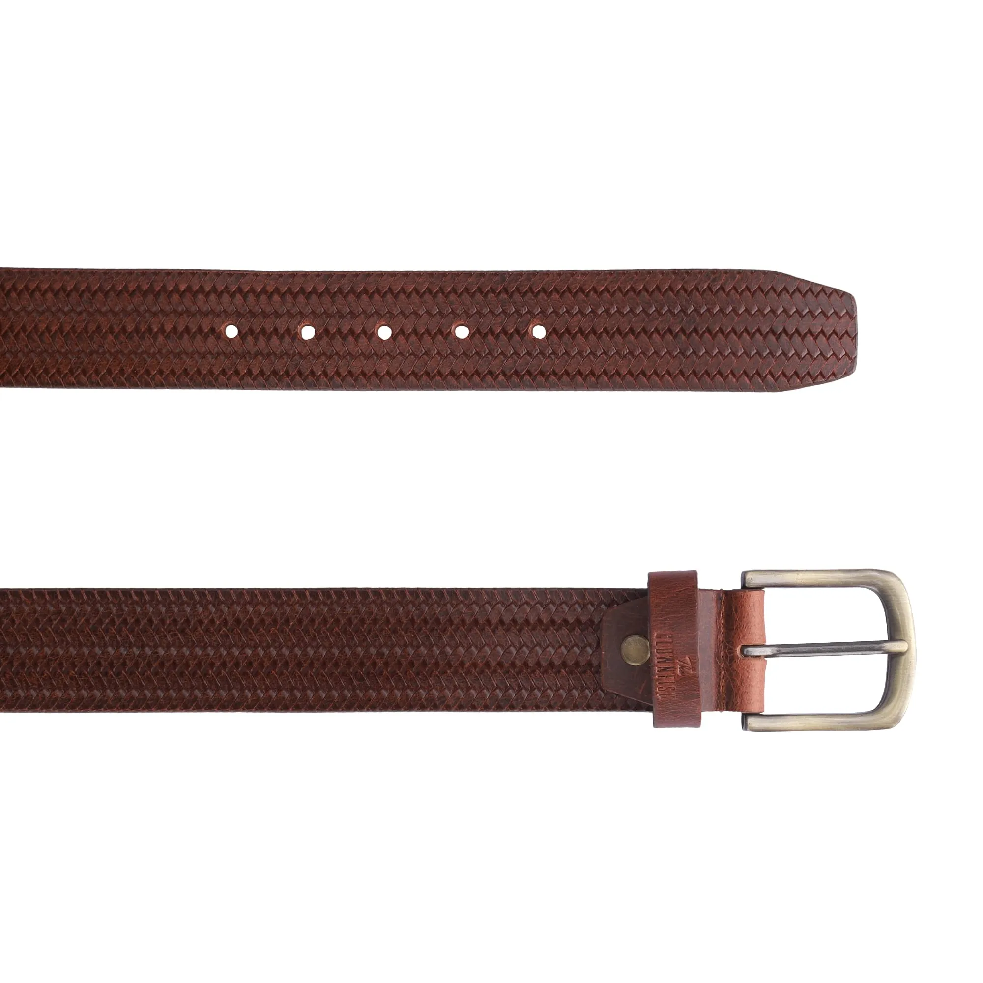 THE CLOWNFISH Men's Genuine Leather Belt with Embossed Design - Tan (Size - 40 inches)