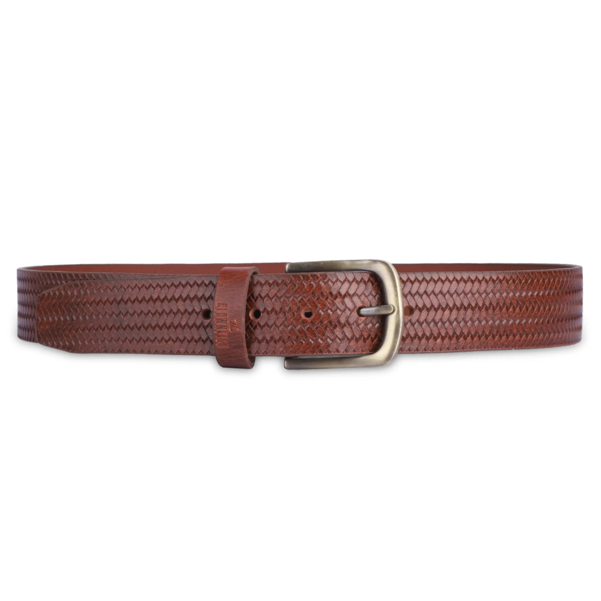 THE CLOWNFISH Men's Genuine Leather Belt with Embossed Design - Tan (Size - 40 inches)