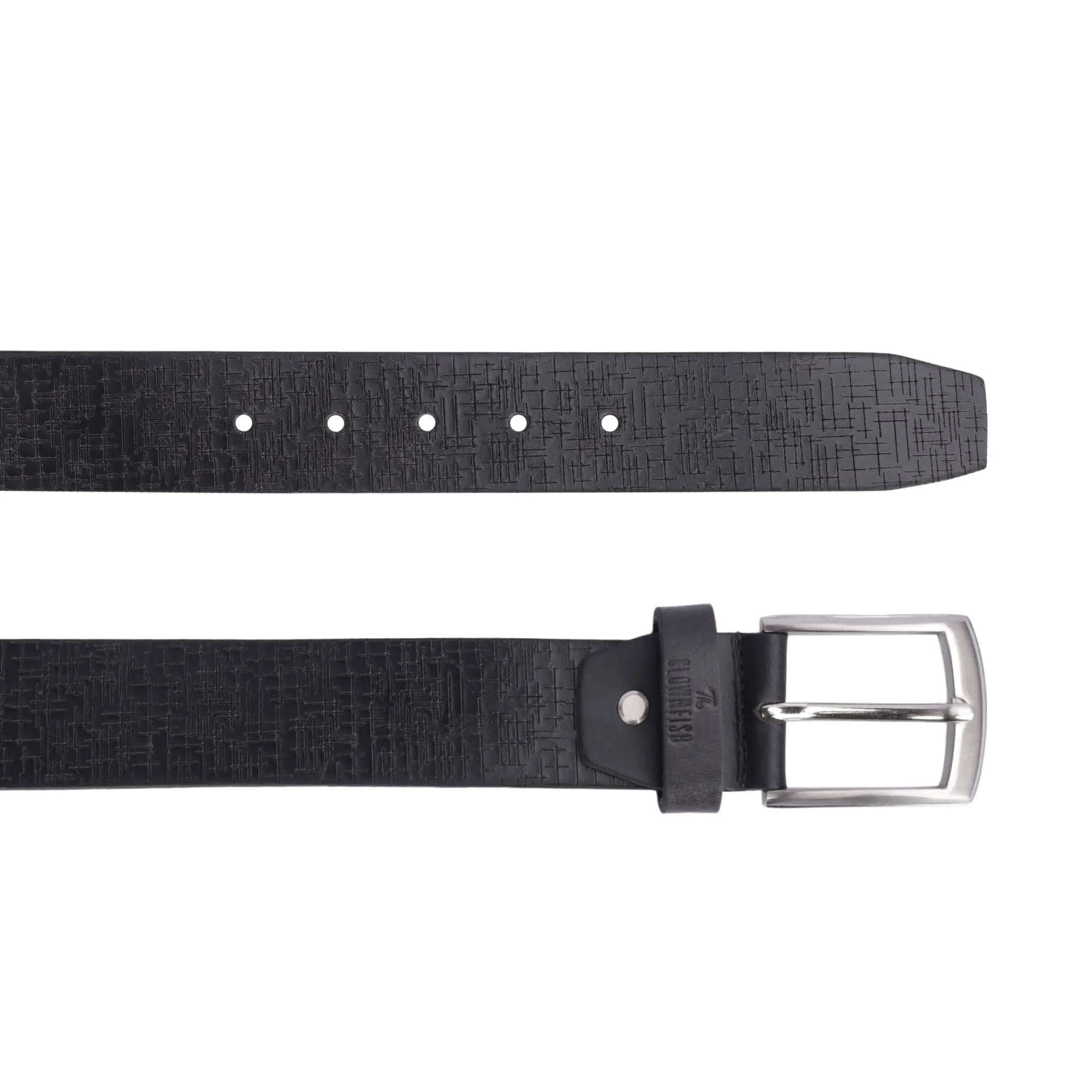 THE CLOWNFISH Men's Genuine Leather Belt with Textured Design- Black (Size-40 inches)