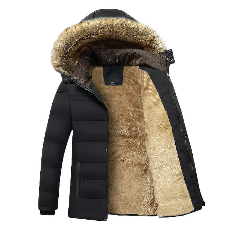 Tommy™ dikke waterdichte blauwe bontkraag parka winterjas