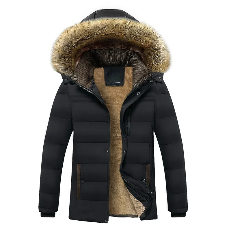 Tommy™ dikke waterdichte blauwe bontkraag parka winterjas