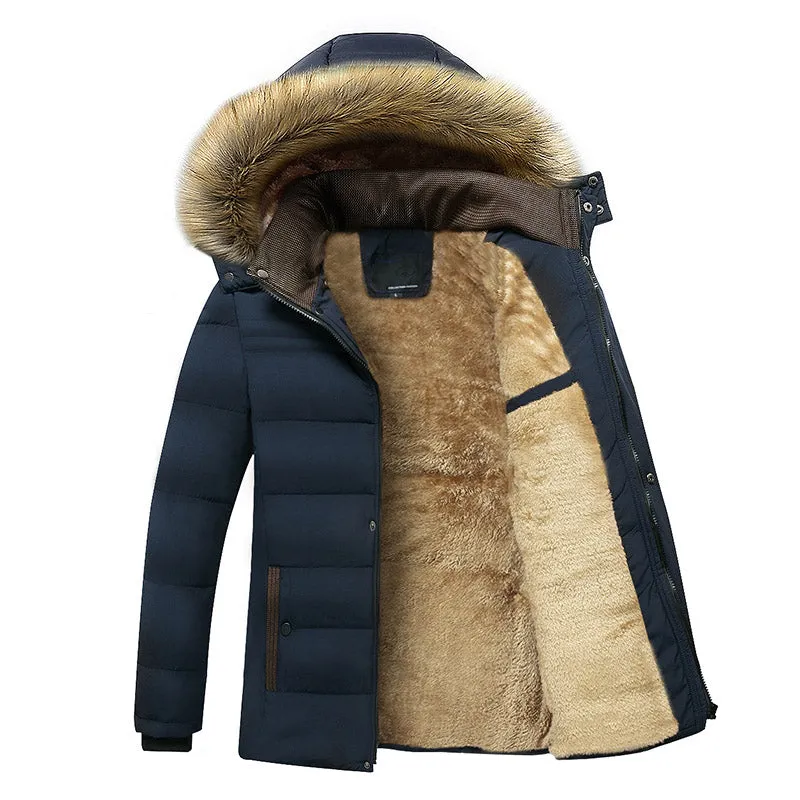 Tommy™ dikke waterdichte blauwe bontkraag parka winterjas