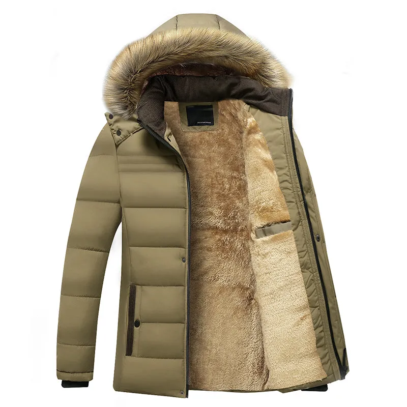 Tommy™ dikke waterdichte blauwe bontkraag parka winterjas