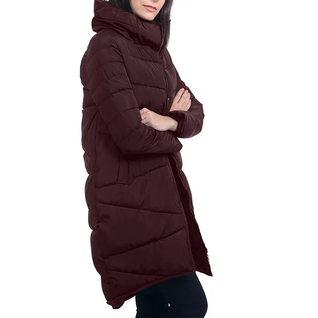 Toonies Elegant Style Parkas Woman Coats 2017 Winter Slim Straight Thick Turtleneck Cotton Down Jacket 4 Colors Long Overcoat